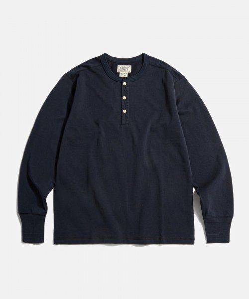 Vintage Long Sleeve Henley Shirt Navy