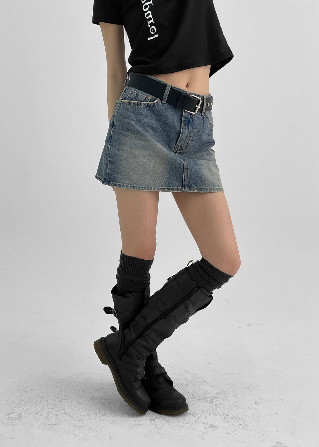 Black Up [✨New Spring] [B-DENIM] VINTAGE MINI SKIRT 038