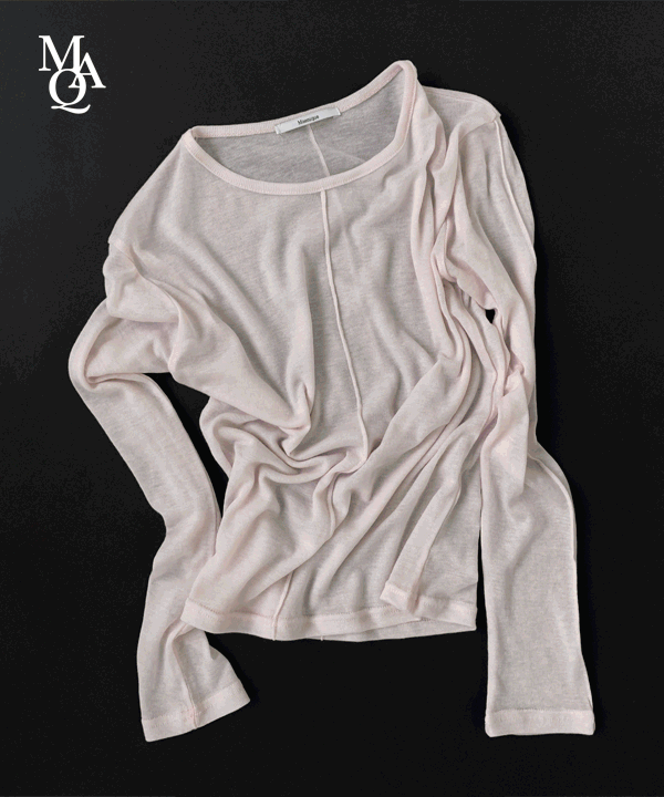 Manic [Exclusive][MNQ MADE] Vanick Tencel incision round see-through T-shirt (Spring New)