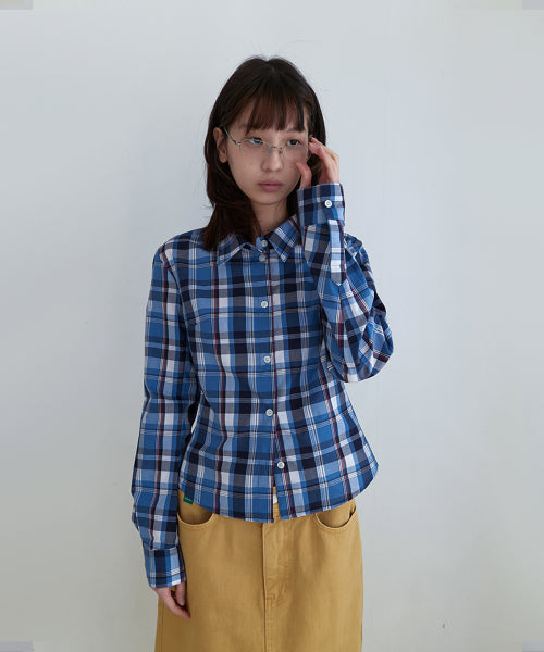 32. クラシックチェックシャツ_ブルーチェック