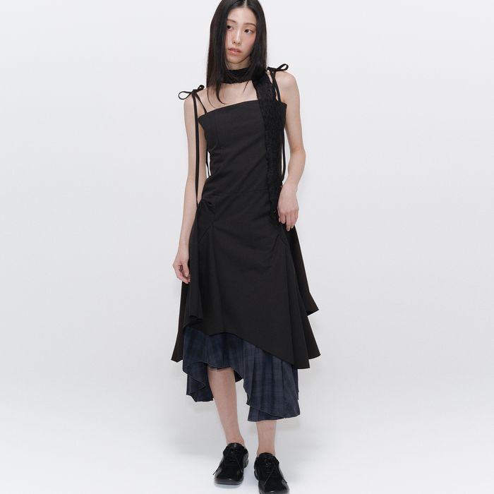 Unbalanced layered one piece BLACK