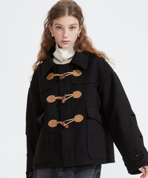 NOI498 Oversized Duffle Coat (Black)