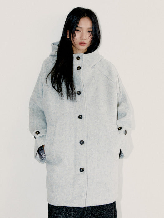Rich Wool Half Coat, Gray