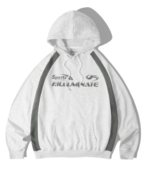 Overfit Sporty Logo Hoodie - Light Gray