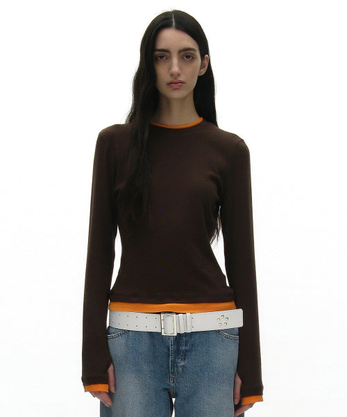 PW Double Layered Long Sleeve Tee_Brown