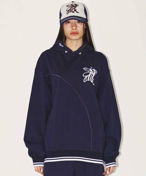EMBLEM LINING HOODIE NAVY