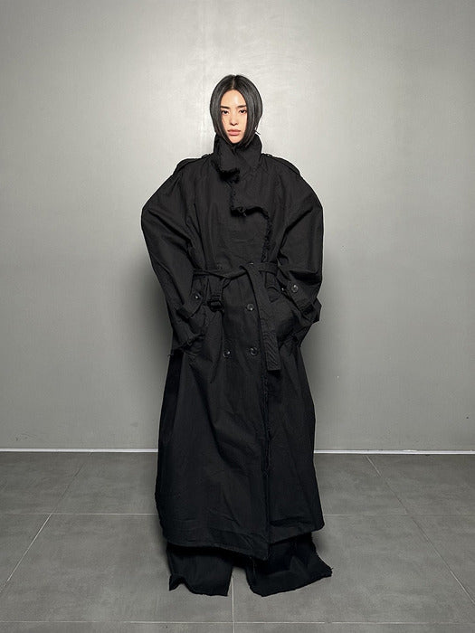 FW24 Unisex AMU Oversized Long Trench Coat #Black