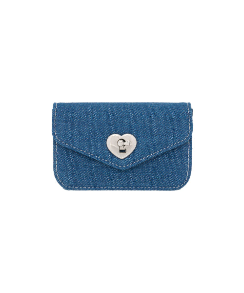 Heart Rock Compact Business Card Wallet Denim