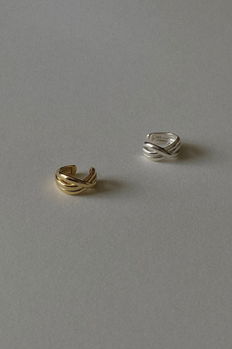 Mood Crokee 925silver Mix Wave Line Ear Cuff Ear Cuff Earring (1 ea)