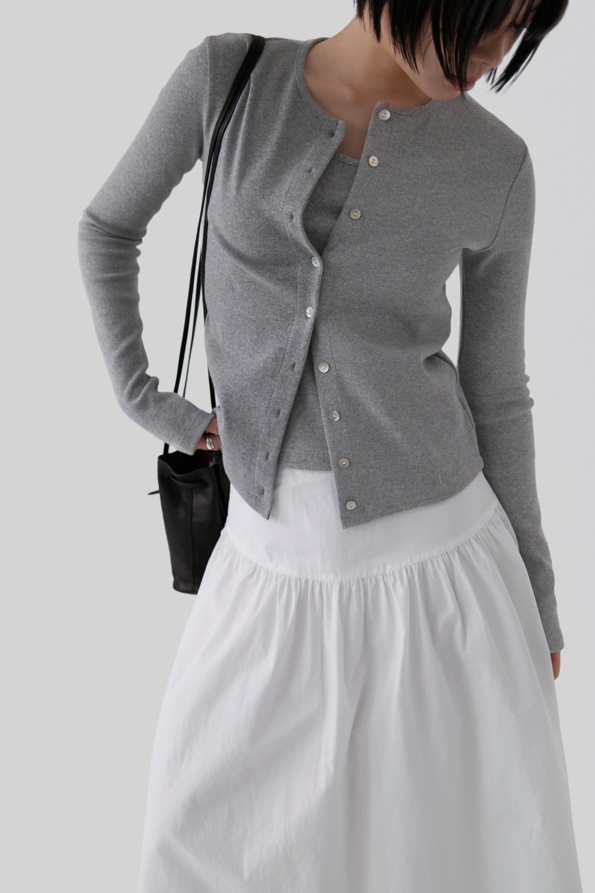 Autumn [made] ribbed sleeveless cardigan (set)