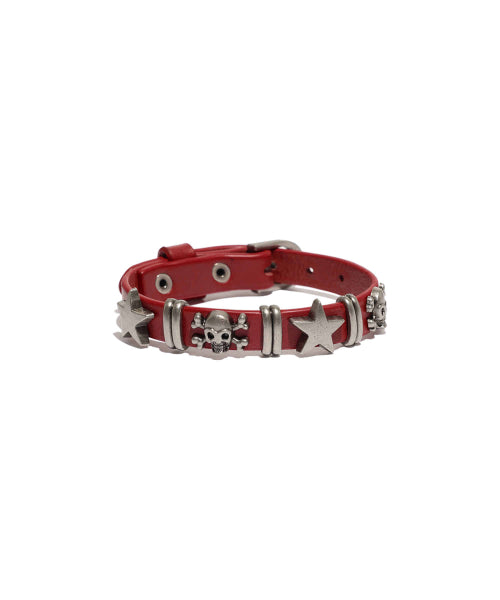 SKULL LEATHER BRACELET_RED(NG2EFUAB81A)