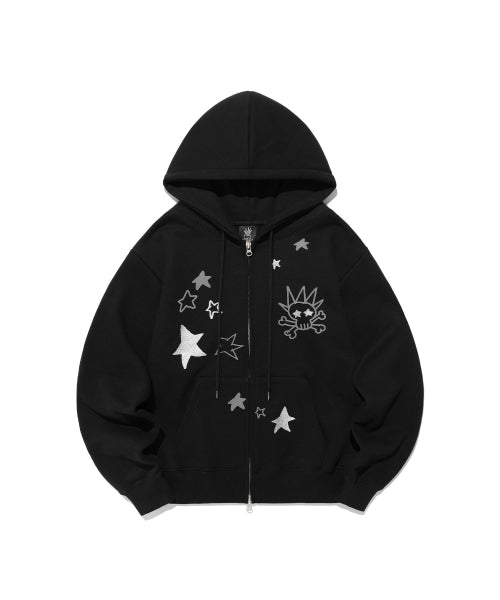 [X PUFFYBOOKCLUB] STAR SKULL HOOD ZIP UP_BLACK(IK2EFMM486B)