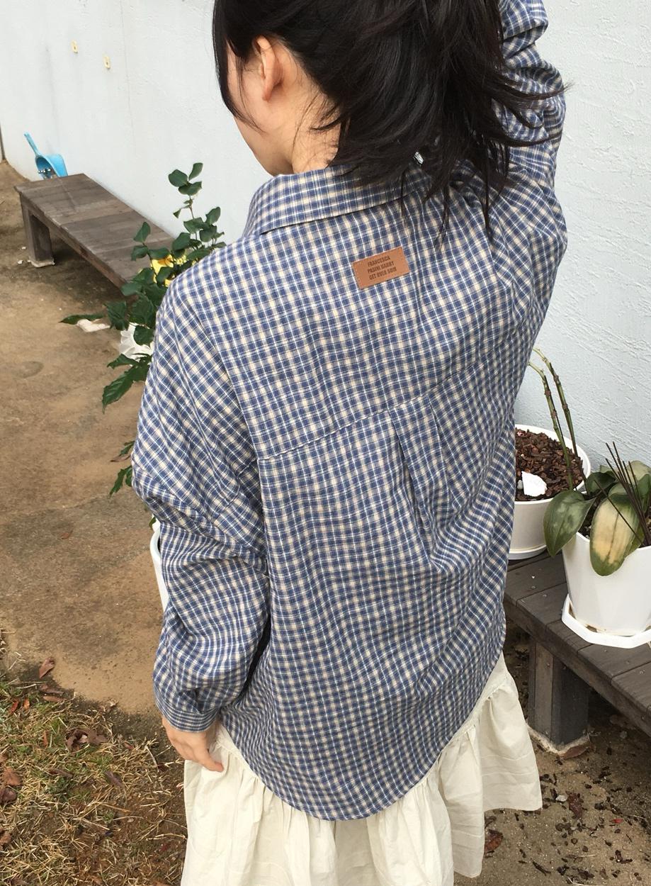 Oliweni [md Recommendation*] Oversized Patch Check Shirt (3 colors)