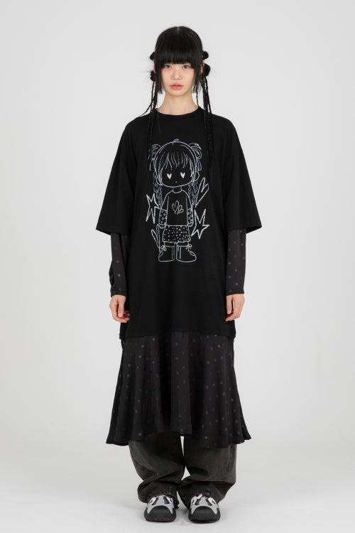 ドットディテール レイヤードドレス