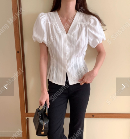 London Plat Initial Shabbat Blouse Short-Sleeved Blouse Puff Blouse