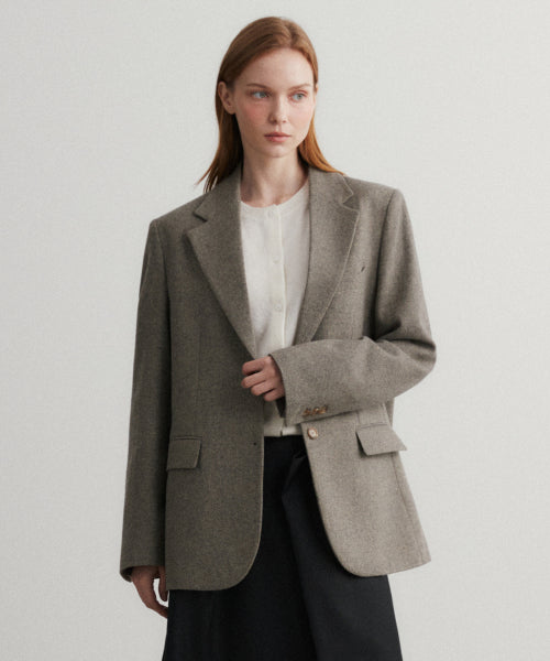 (Women's) Berlin Wool Blazer Series Homespun Gray