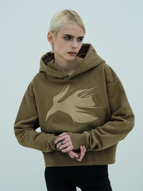 BIRD ARTWORK HOODIE KHAKI