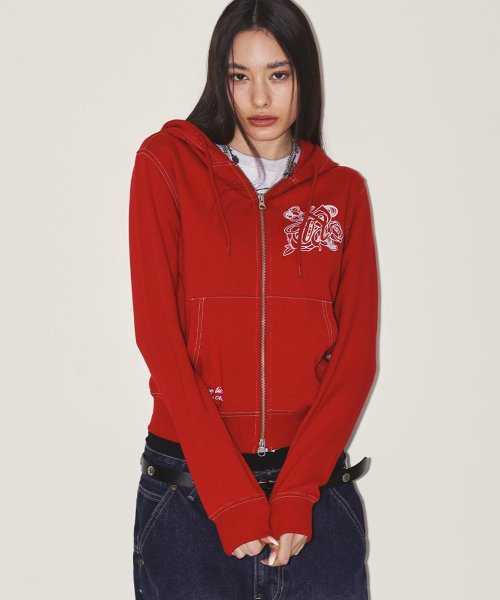 NYXX BURST INTO ROSE HOOD ZIP-UP RED - Size & Reviews | MUSINSA
