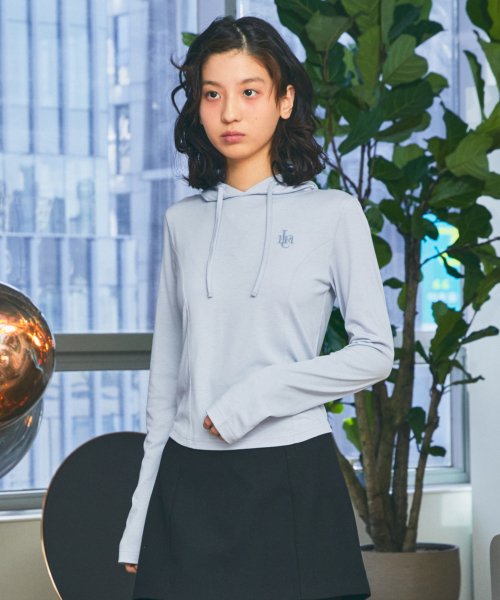 WM フード付きロングスリーブ アッシュブルー