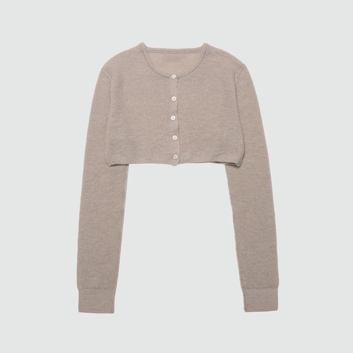 ALPACA CROP KNlT TOP, LIGHT BElGE