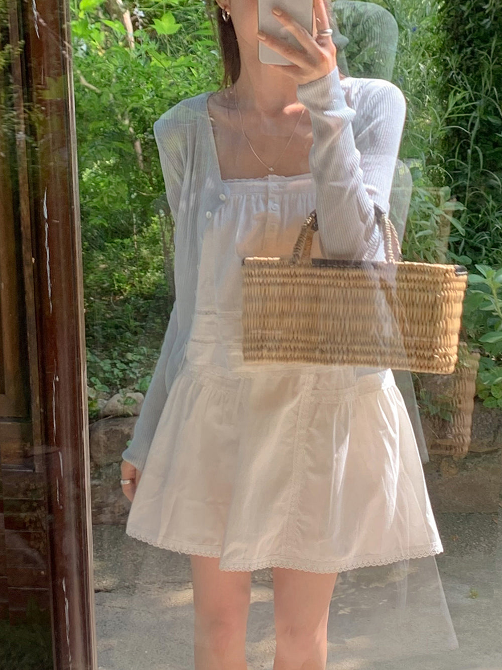 French Of [Late Period Extreme/Layered] [MADE] Brunch Spring Summer Ribbed Long-Sleeved Cropped Long-Sleeved Knit Cardigan (4 colors)