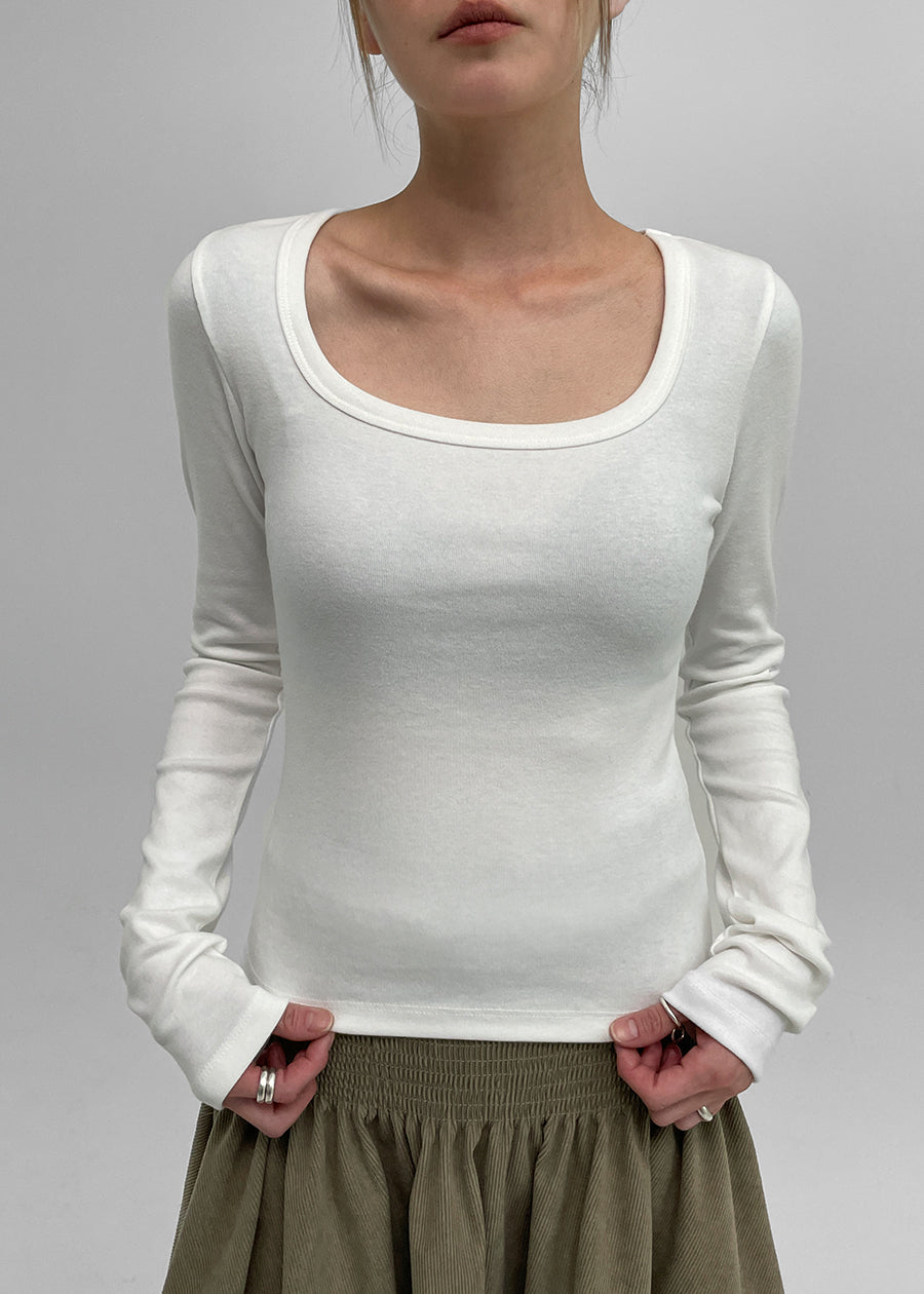 Black Up [3,000 Units Sold] [MADE] Teflon Square Neck Long-Sleeved T-shirt
