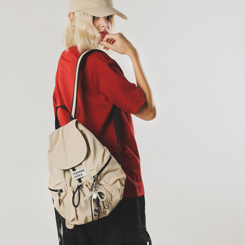 Masmarulz [✨Presented by multi-pouch] mini ver. flap backpack_Beige