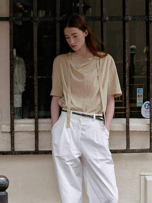 Draff neck Tie Blouse NEW5MB307