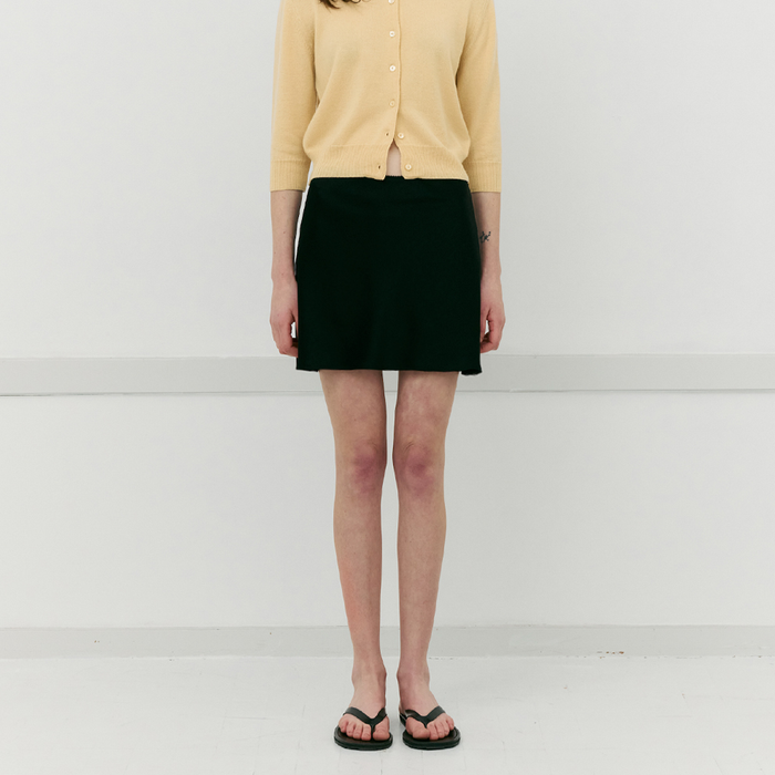 Satin Mini Skirt_Black by Japanese Fabric