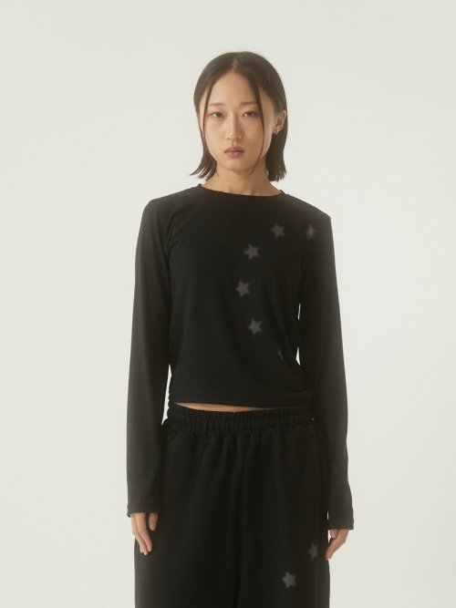 Half Circle Star Long Sleeve, Black