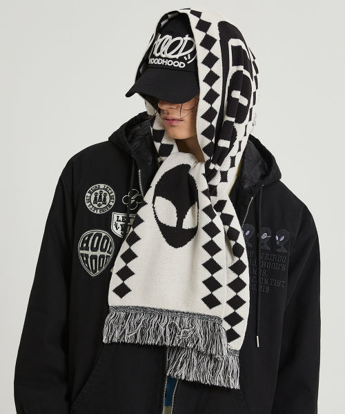 Reversible Logo Knit Scarf Black
