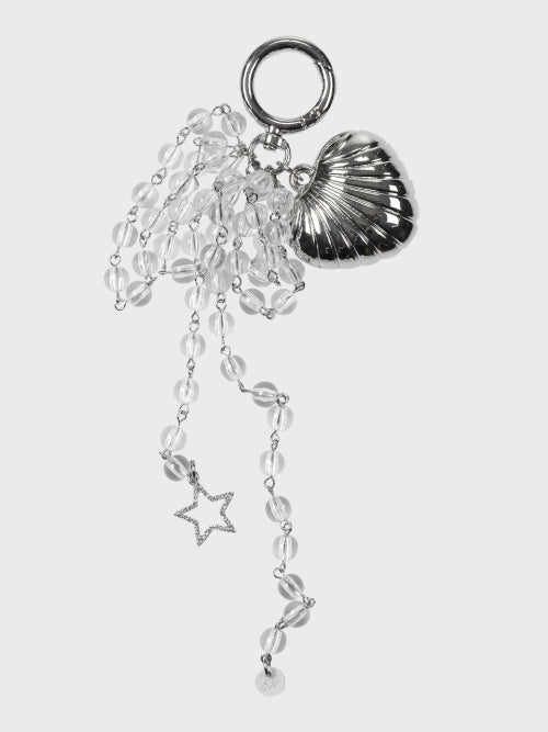 Heart shell with dewy backpack charm keyring