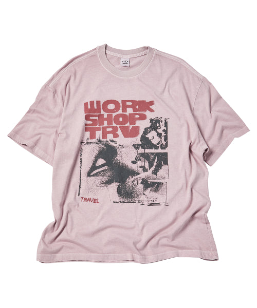 フェードピグメント 半袖Tシャツ ペールピンク