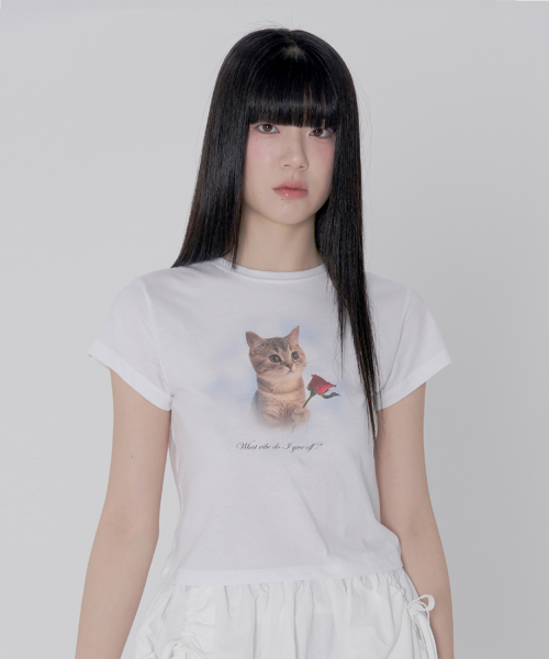 Cat with a flower T-shirt