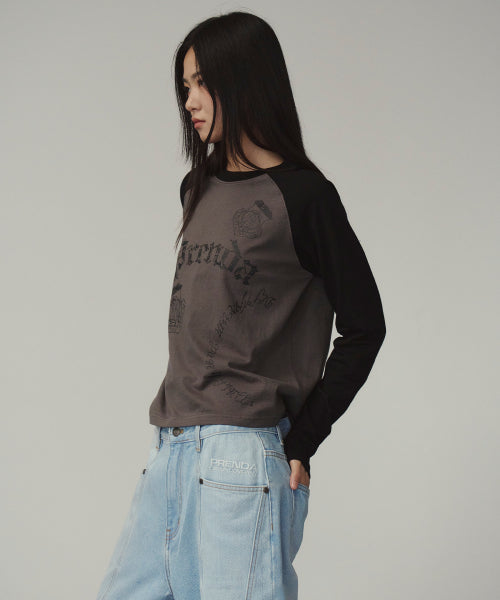 VINTAGE LOGO RAGLAN LONG SLEEVE CHARCOAL