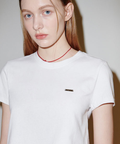 Crop short-sleeve t-shirt white
