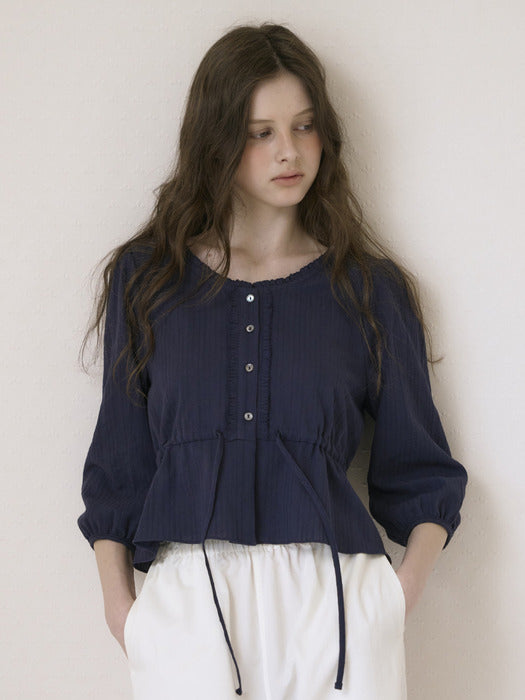 Daisy String Blouse_Navy
