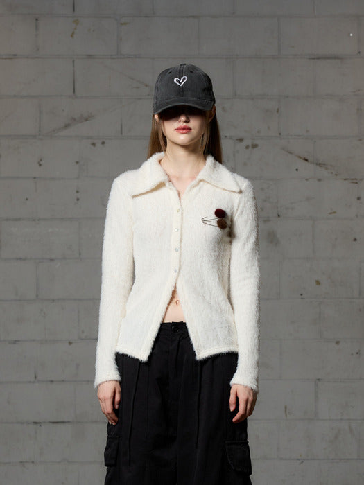 COSMO FUR CARDIGAN - WHITE