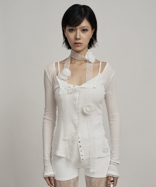 White lace trim cardigan