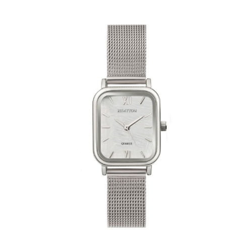 Mother-of-pearl women's mesh band watch Rumton Harbor White Silver