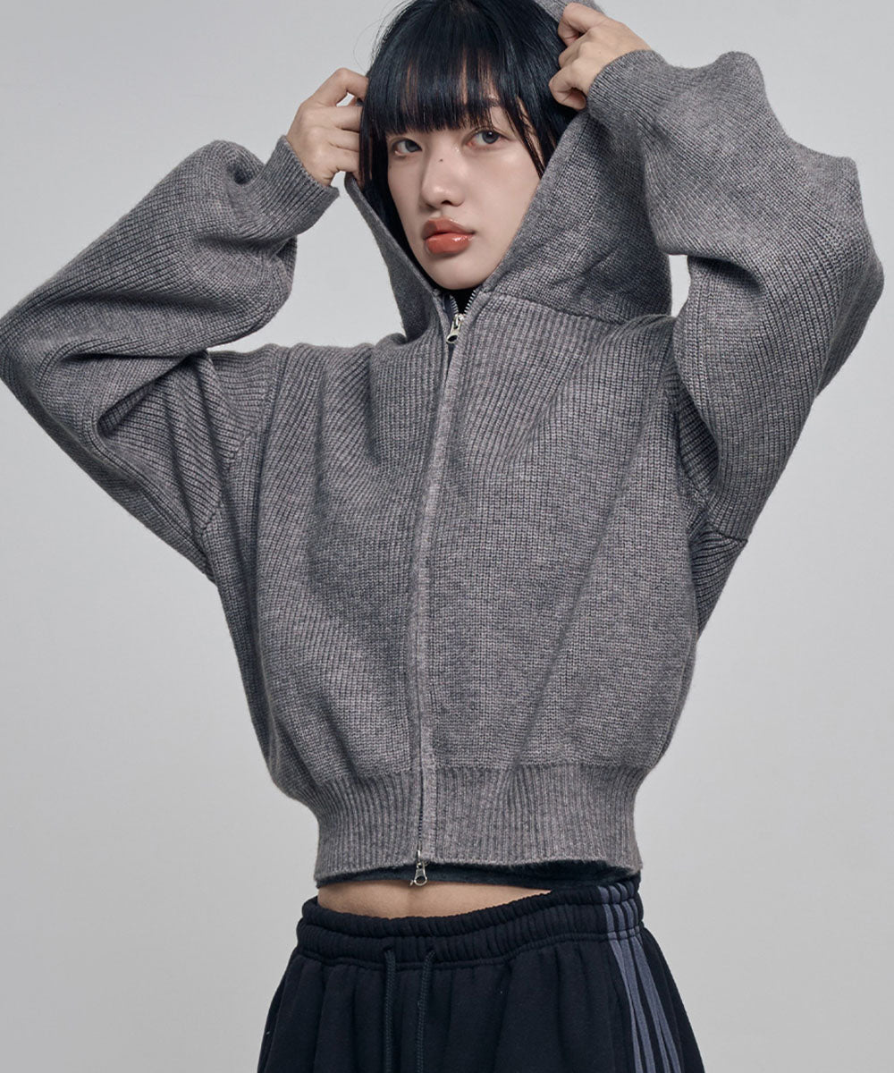 Cheeks [Chix] Carmen Hooded Knitwear Zip-up Melange