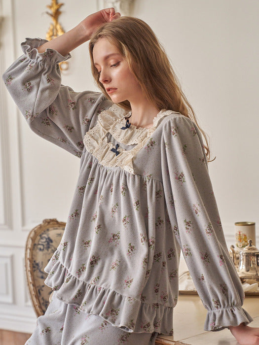 Audrey Long Sleeve Two-Piece Ash Blue (Peach Fleece)