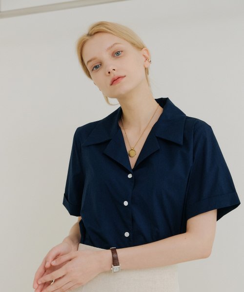 COTTON ROLL SHIRT_NAVY