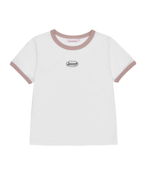 シンボルロゴ刺繍クロップTシャツ ホワイト (AM2EMUT512A)