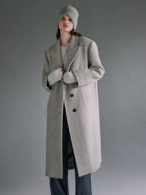 Oversized Herringbone Long Coat SW3WH413-90