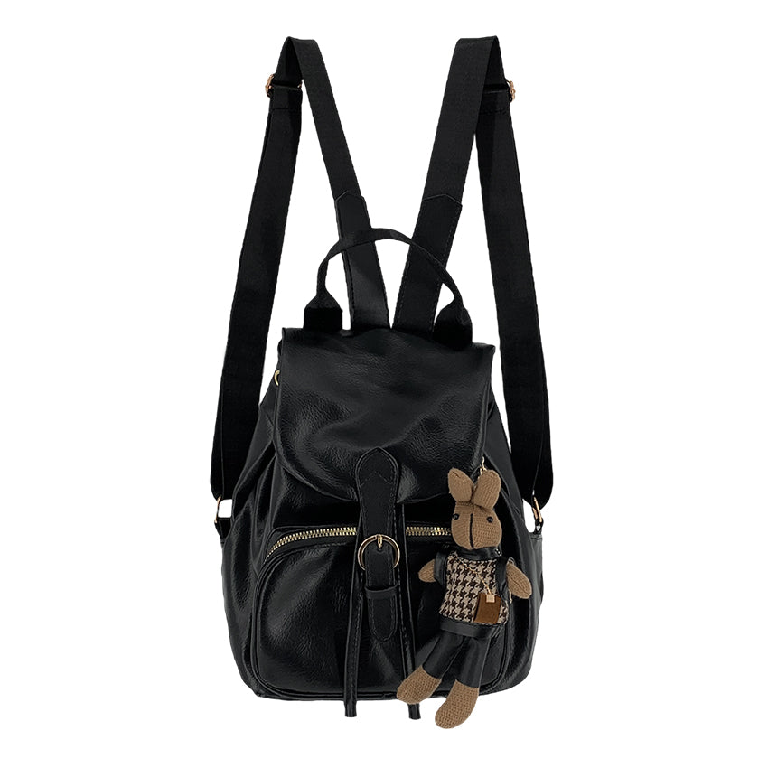 Air Farrell [1+1 Doll Keyring Presented/High Quality] Leather Leather Mini Backpack Strap Bobusang Guest Look Opening Look Freshman Book Bag Yellow Spring School Bag Flower viewing Cherry Blossom Look GB106