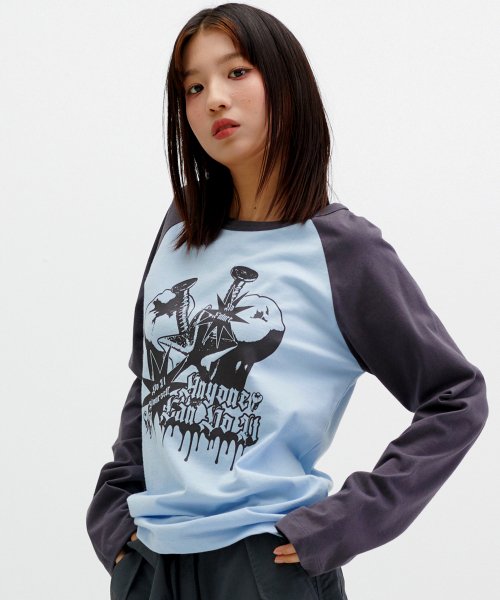 Tooth Raglan Long Sleeve Tee [Sky Blue]