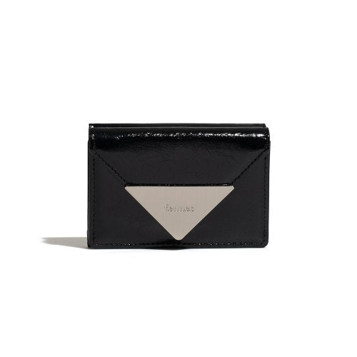 CRINKLE TRIANGLE TRIPLE WALLET - BLACK