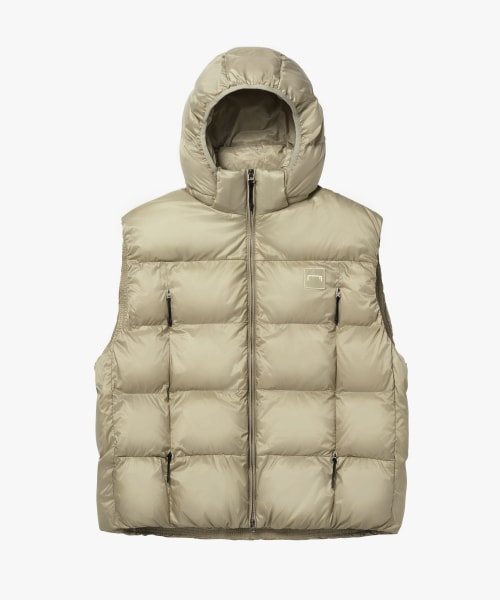 Detachable Hooded Puffer Padding Vest-Light Beige
