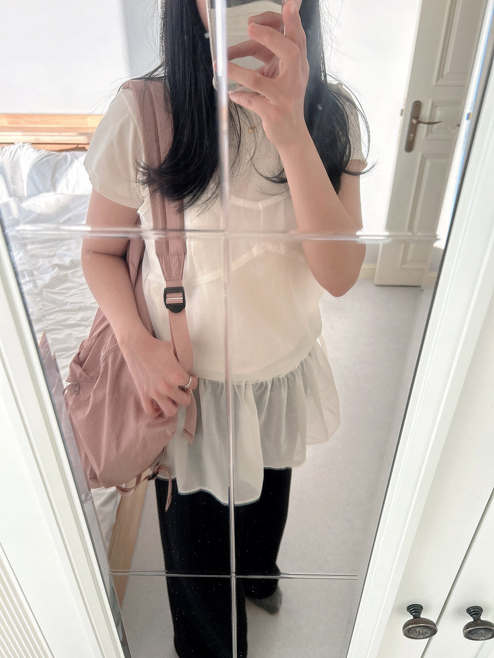 Isentch [Only] Rubbing See-Through Layered Dress (2 colors) Sleeveless String Frill Skirt